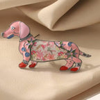 Pink Dachshund Dog Needle Minder, Enamel Stitching Accessory, Magnetic Needle Holder