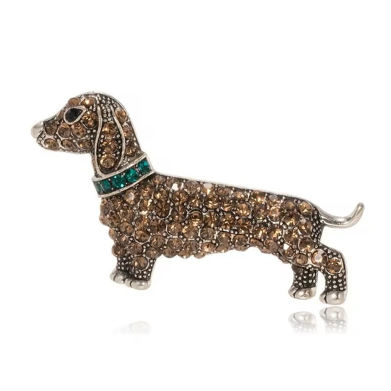 Dachshund Dog Needle Minder, Crystal Embellished Stitching Accessory, Magnetic Needle Holder