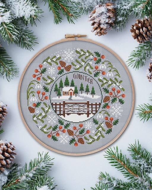 LITTLE DOVE DESIGN "Seasonal Circles Collection - Winter" Counted Cross Stitch Pattern, 2025 Needlework Marketplace Release, Pattern Only