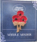 KINGSLAND NEEDLE MINDER ~ Poppy Flowers Needle Minder, Needle Dock, Rhinestones, Magnet, Needle Garage, Needleminder