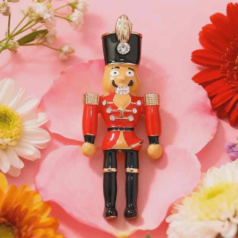 KINGSLAND NEEDLE MINDER ~ Nutcracker Soldier Needle Minder, Needle Dock, Needle Nanny, Crystal, Enamel, Needle Garage, Needleminder