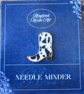 KINGSLAND NEEDLE MINDER ~ Chic Cow Print Boot Needle Minder, Needle Dock, Canvas Magnet, Needle Garage, Needleminder