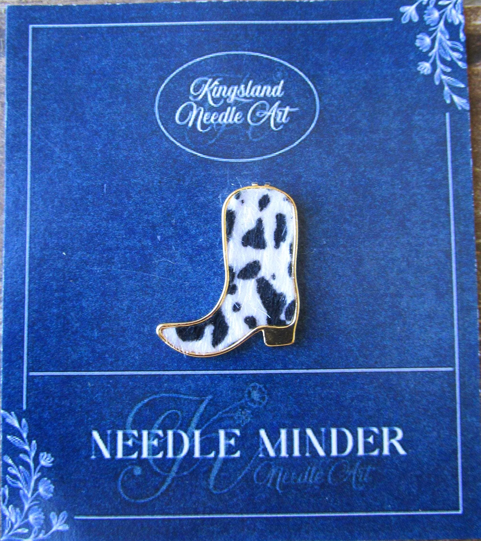 KINGSLAND NEEDLE MINDER ~ Chic Cow Print Boot Needle Minder, Needle Dock, Canvas Magnet, Needle Garage, Needleminder