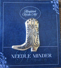 KINGSLAND NEEDLE MINDER ~ Silver Cowboy Boot Needle Minder, Needle Dock, Canvas Magnet, Needle Garage, Needleminder