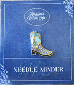 KINGSLAND NEEDLE MINDER ~ Blue Cowboy Boot Needle Minder, Needle Dock, Canvas Magnet, Needle Garage, Needleminder
