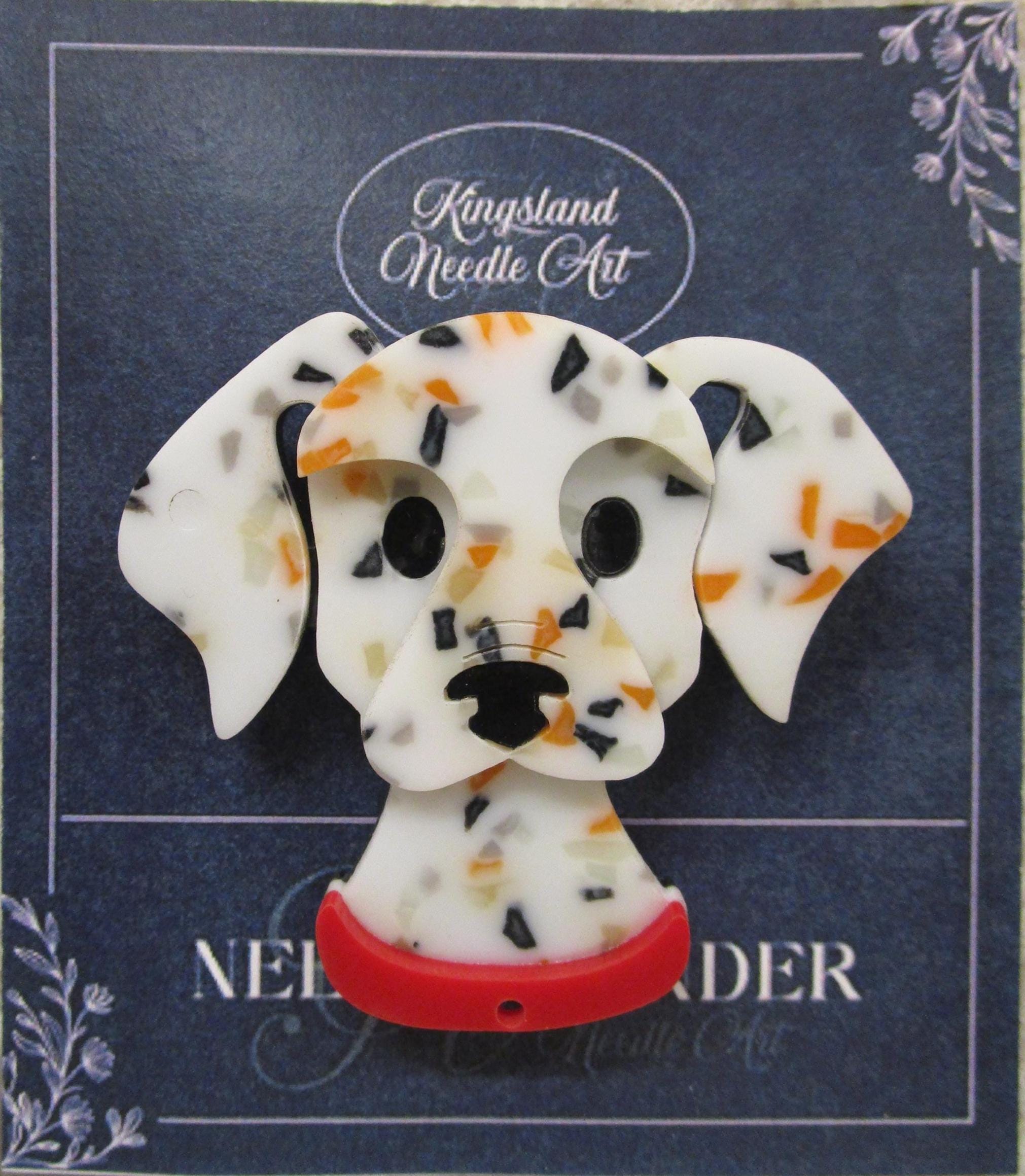 KINGSLAND NEEDLE MINDER ~ White Dog Acrylic Needle Minder, Needle Dock, Multi-Dimensional, Magnet, Needle Garage, Needleminder