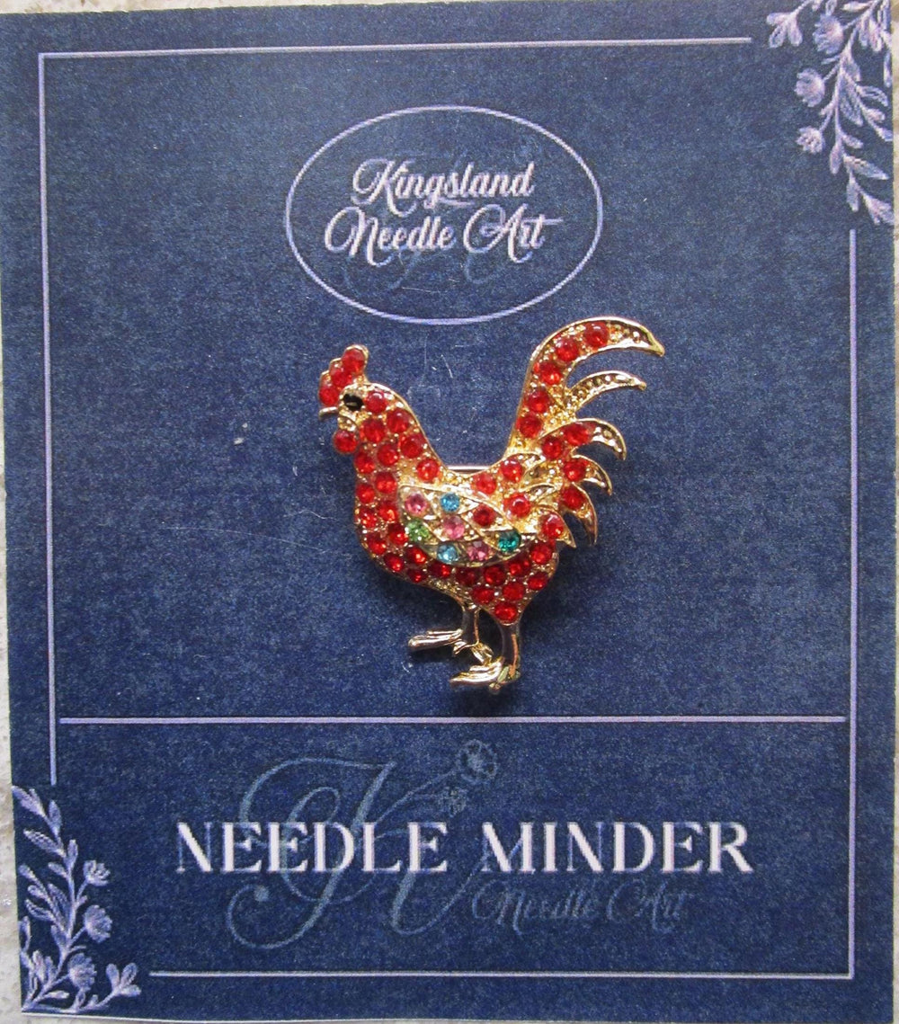 KINGSLAND NEEDLE MINDER ~ Rooster Needle Minder, Needle Dock, Needle Nanny, Swarovski Crystal Enamel Magnet, Needle Garage, Needleminder