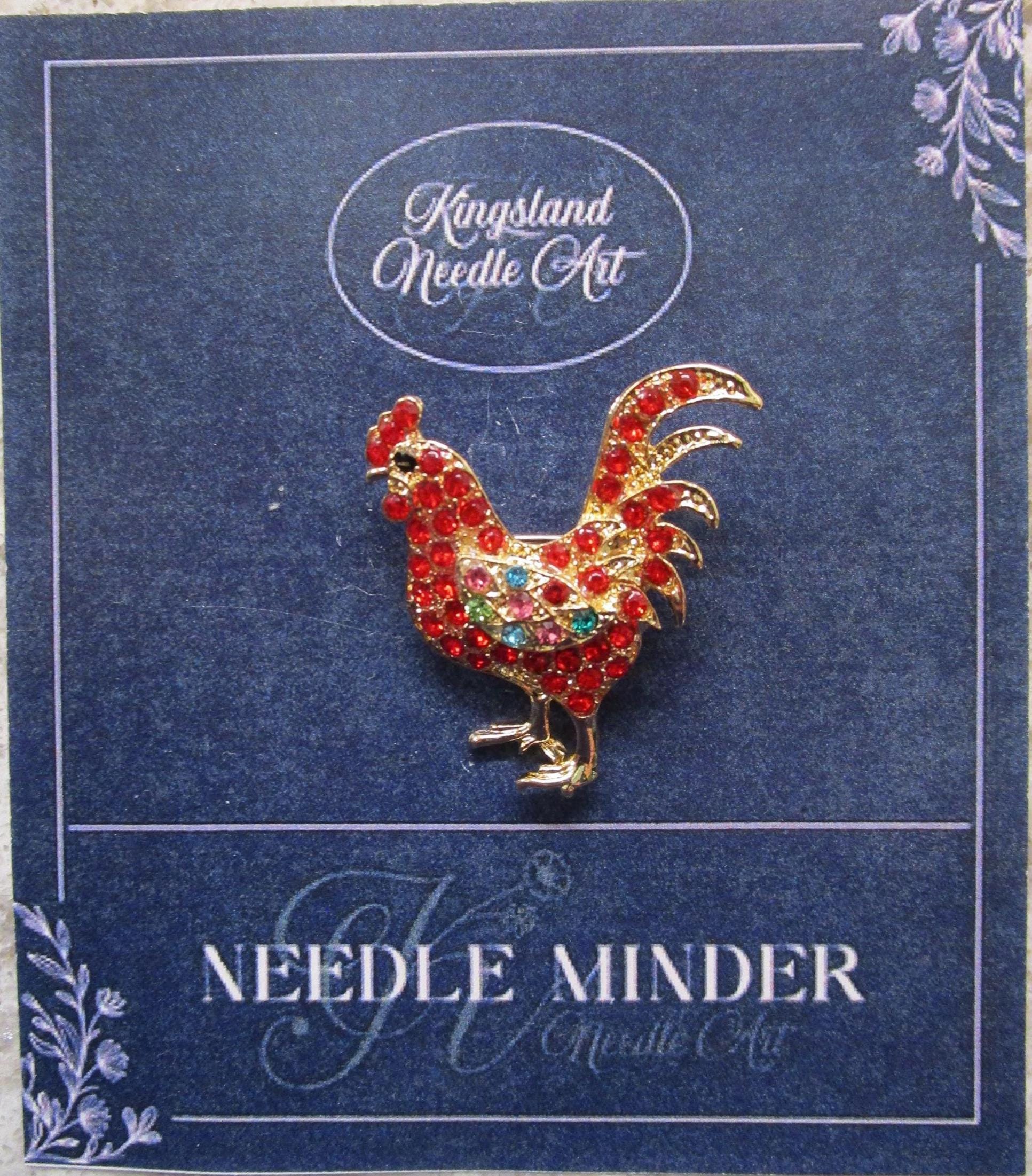 KINGSLAND NEEDLE MINDER ~ Rooster Needle Minder, Needle Dock, Needle Nanny, Swarovski Crystal Enamel Magnet, Needle Garage, Needleminder