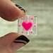 Set of 8 Lampwork Heart Beads, Square Shaped Glass 26mm Pink Heart Design Bead
