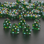 18X14MM Green Christmas Tree Glass Beads 5 Pcs Christmas Tree Beads Xmas Beads