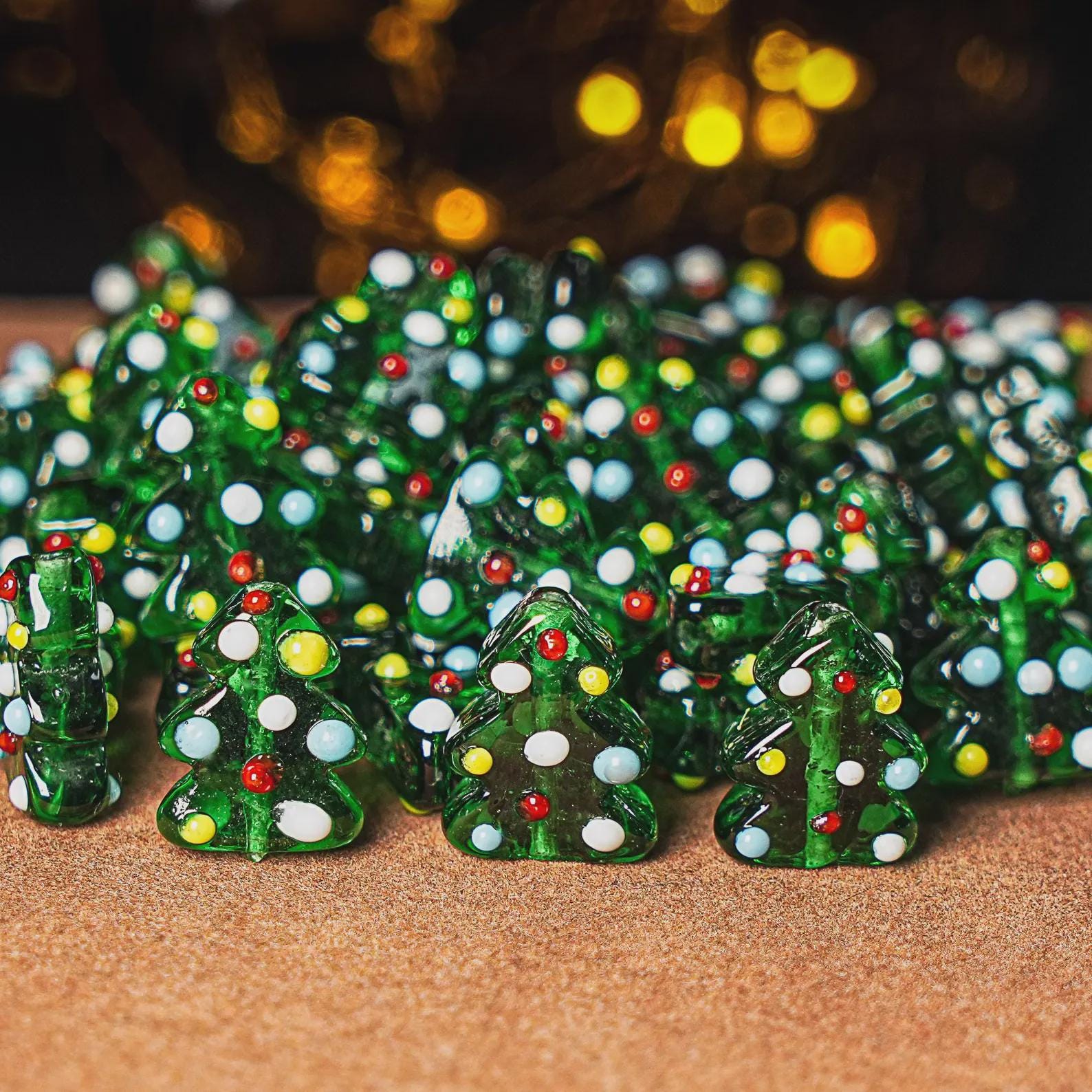 18X14MM Green Christmas Tree Glass Beads 5 Pcs Christmas Tree Beads Xmas Beads