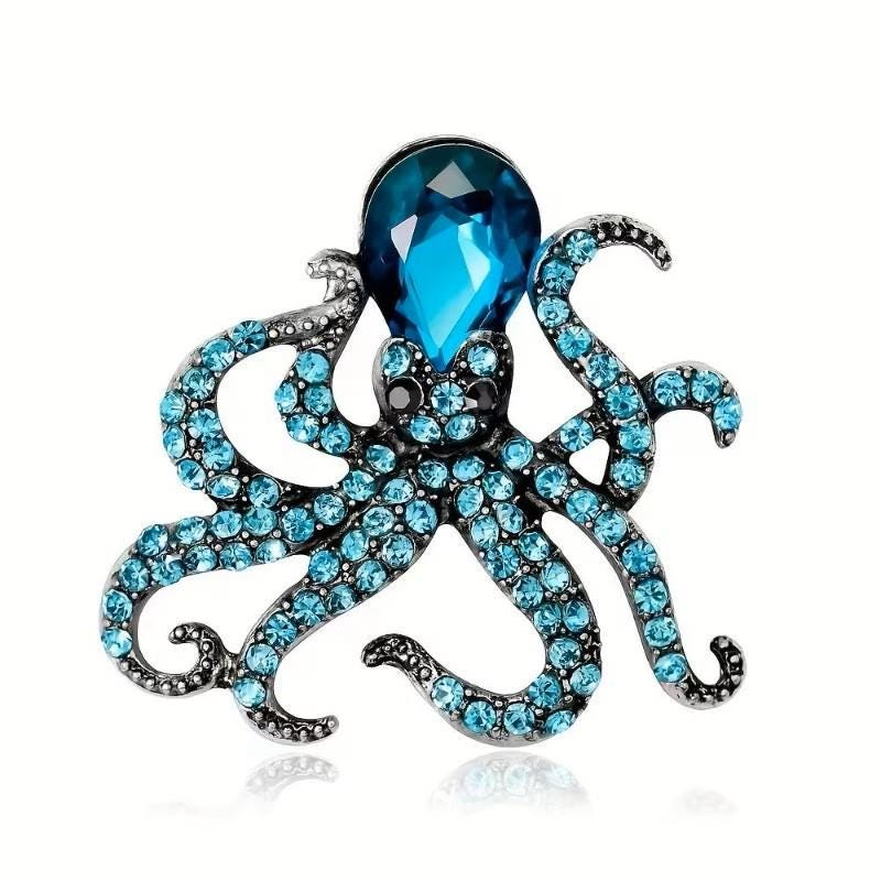 KINGSLAND NEEDLE MINDER ~ Blue Octopus Needle Minder, Needle Dock, Swarovski Crystal Enamel Magnet, Needle Garage, Needleminder
