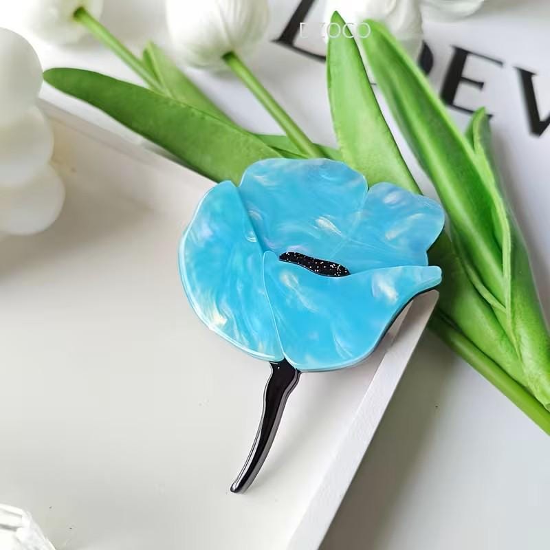 Blue Rose Needle Minder, Acrylic Stitching Accessory, Magnetic Needle Holder