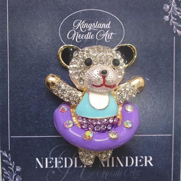 Bear Needle Minder, Crystal Embellished Stitching Accessory, Magnetic Needle Holder