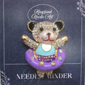 Bear Needle Minder, Crystal Embellished Stitching Accessory, Magnetic Needle Holder