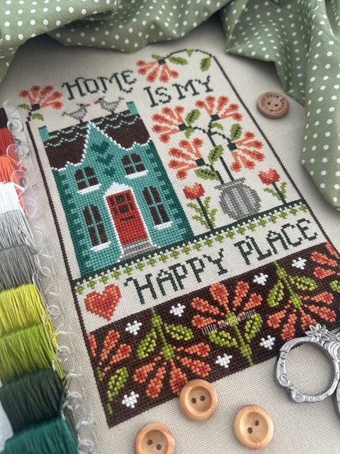 LITTLE DOVE DESIGN "Home Is My Happy Place" Counted Cross Stitch Pattern, 2025 Needlework Marketplace Release, Pattern Only